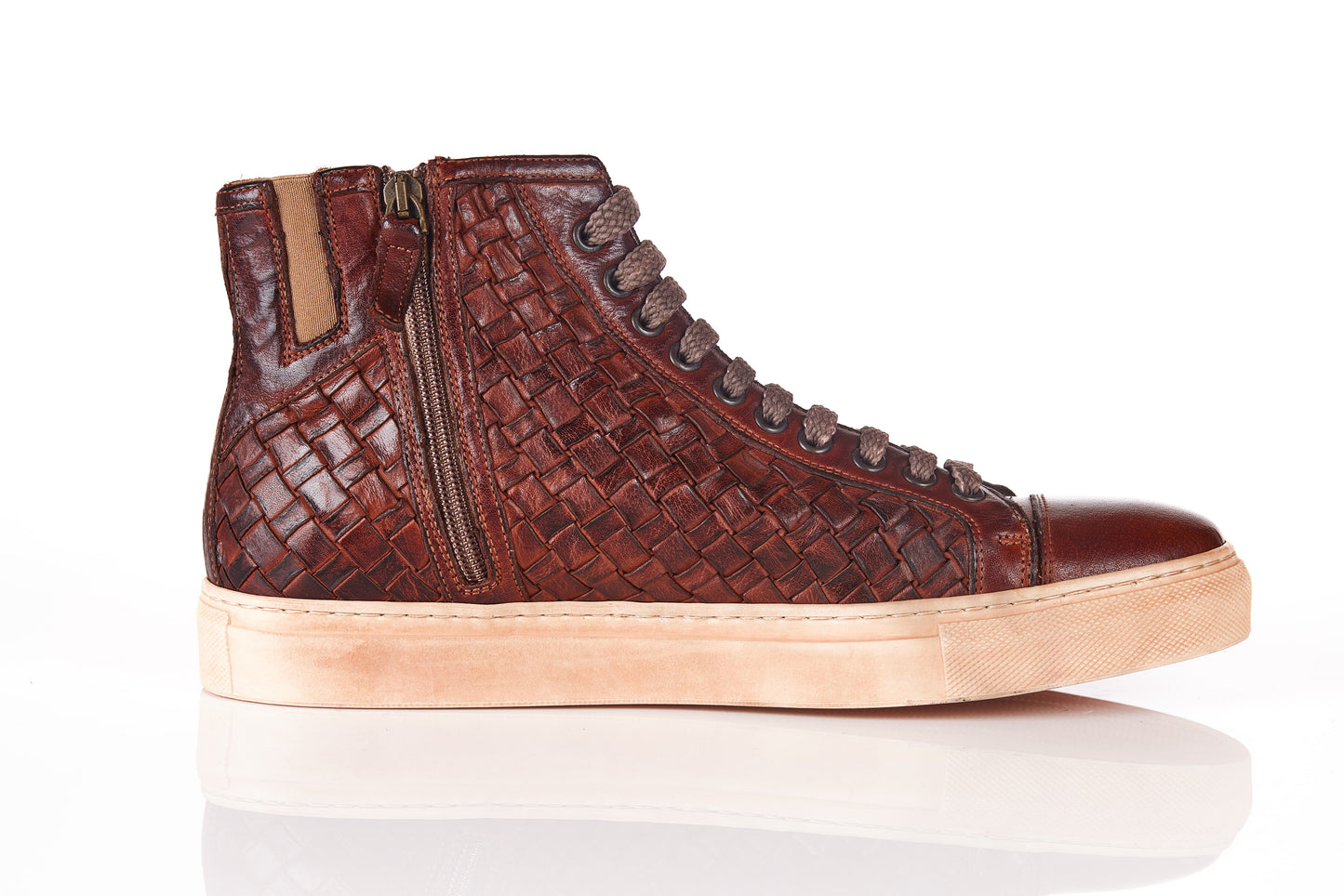 Sneakers alta in Bufalina intrecciata Cocker